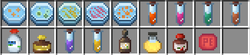 In-game inventory menu showing all of the intermediate health recipes.