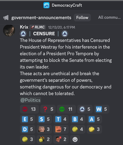 President Westray house censure.png